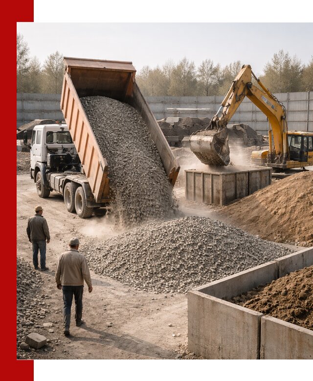 Доставка нерудных материалов с погрузкой и разгрузкой в Москве