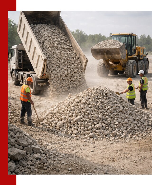 Доставка известнякового щебня фр. 40-70 в Москве