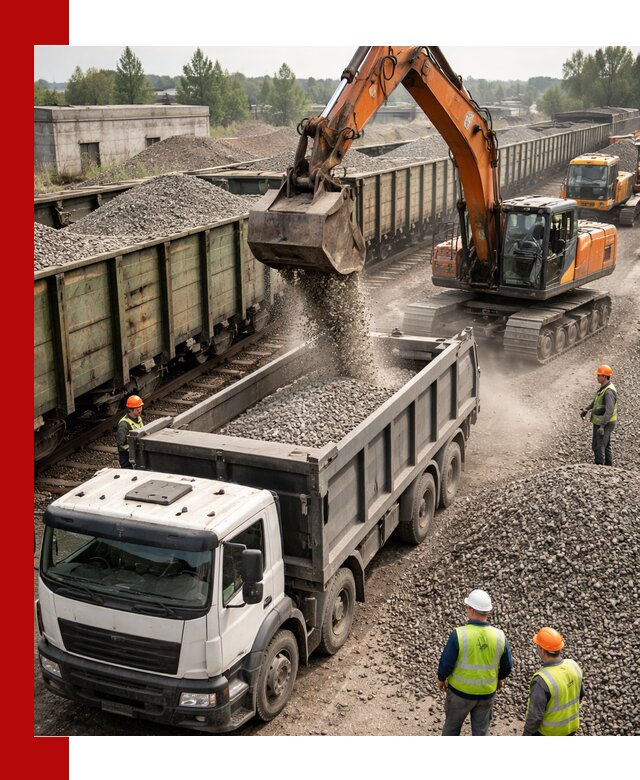 Железнодорожный щебень фракция 25–60 для поставок в Москве