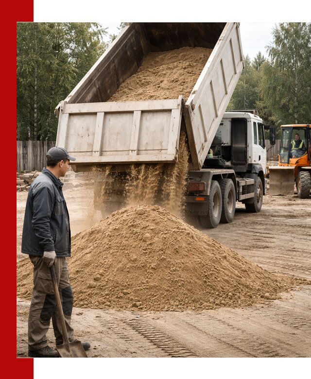 Доставка и продажа песка с разгрузкой в Москве