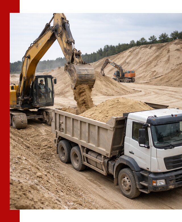 Доставка карьерного песка с самосвалами и разгрузкой в Москве