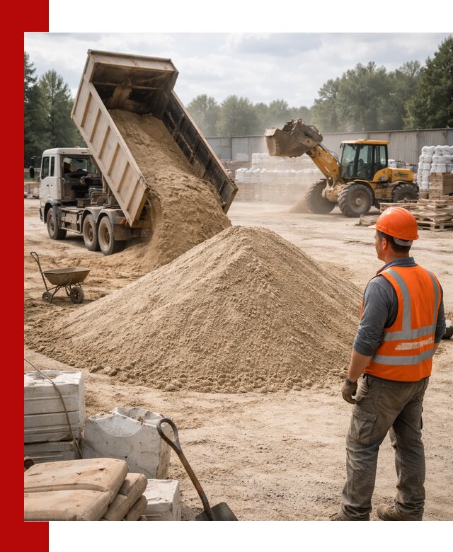 Доставка строительного песка с самосвалом в Москве