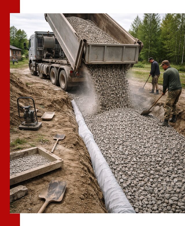 Гравий для дренажа с доставкой в Москве качественный и недорогой