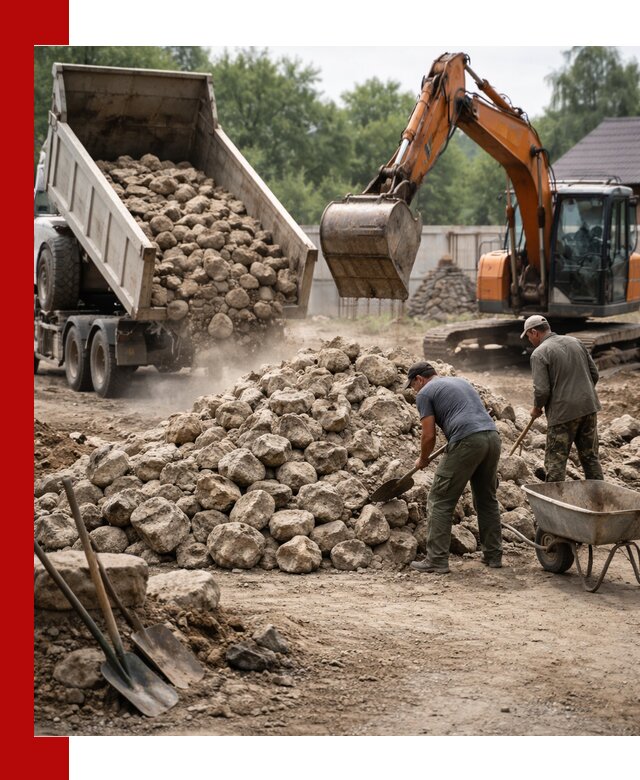 Доставка и разгрузка бутового камня в Москве