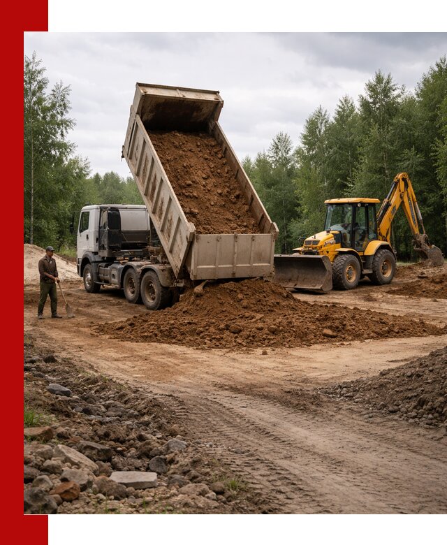 Доставка суглинка самосвалами в Москве подсыпка и планировка