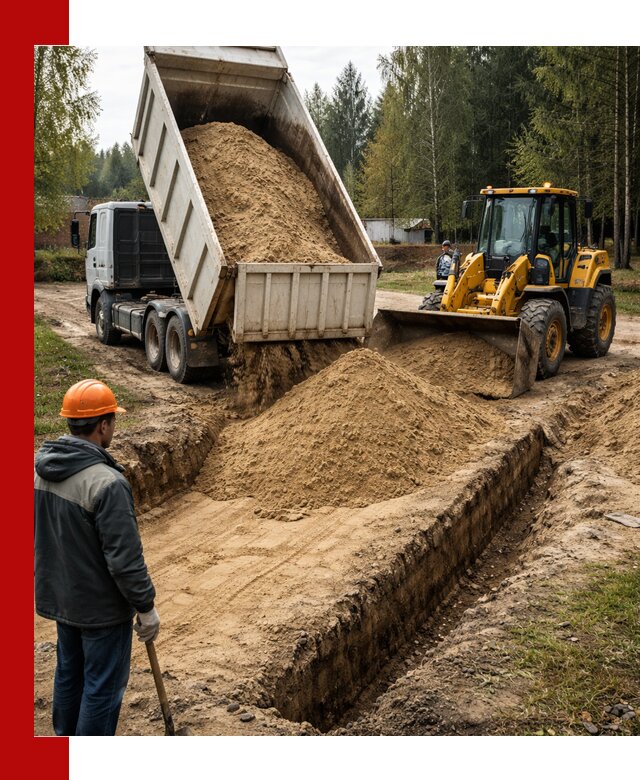 Доставка песчаного грунта в Москве для строительных работ