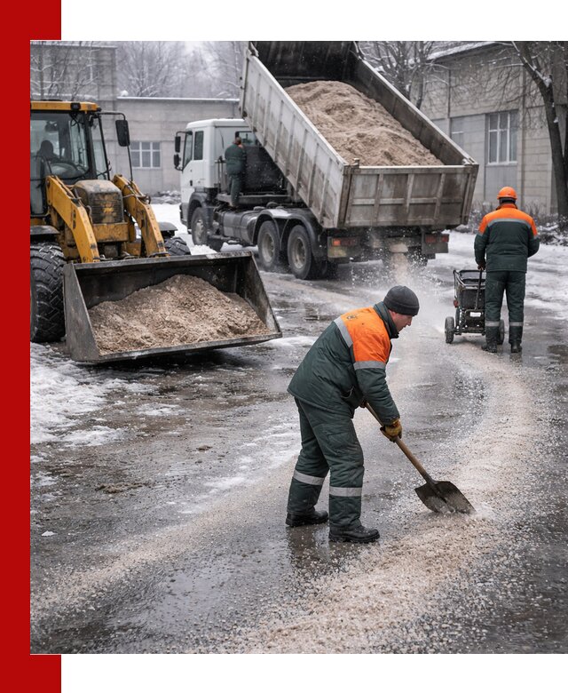 Реагент против гололеда с доставкой и нанесением в Москве