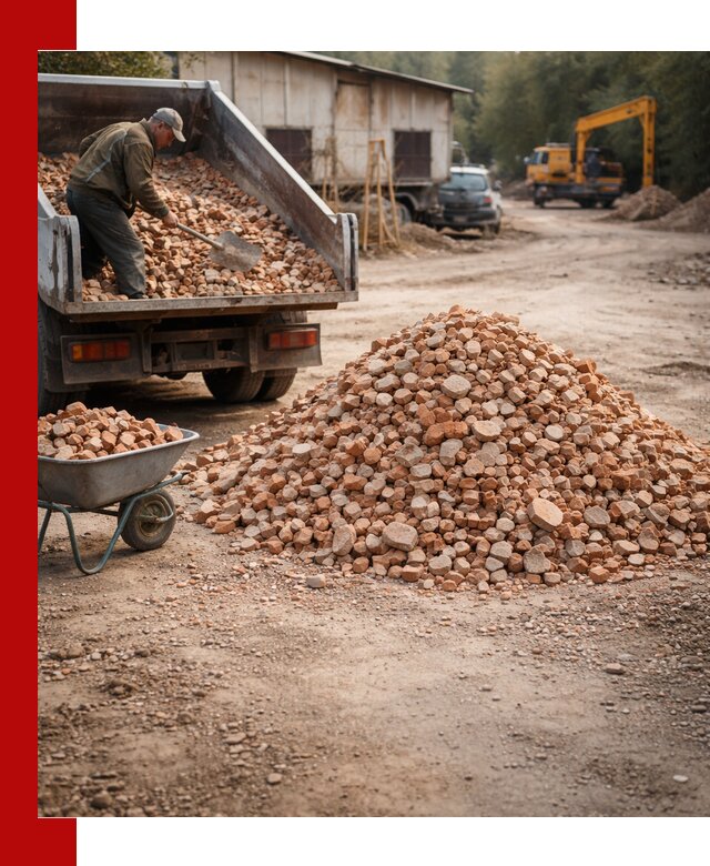 Доставка и подушка из боя кирпича с разгрузкой в Москве