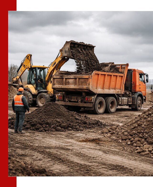 Вывоз грунта и строительного мусора в Москве грузовыми самосвалами