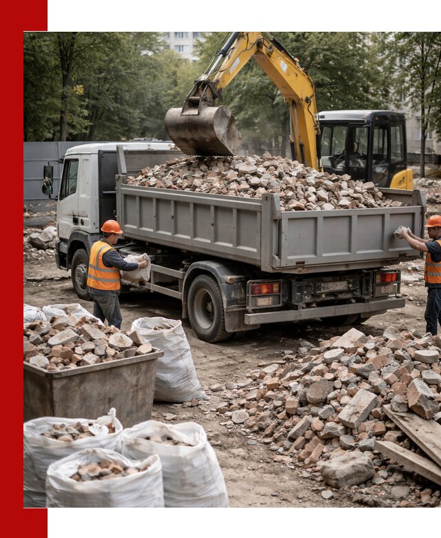Вывоз строительного мусора в Москве с самосвалами и контейнерами