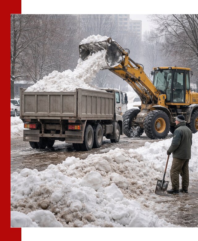 Вывоз снега грузовой техникой в Москве оперативно и чисто